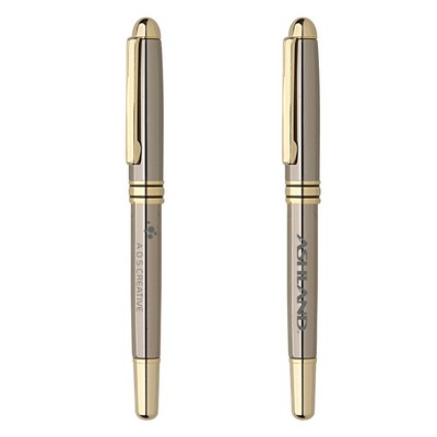 The Glossy Gun Metal Milano Blanc Rollerball Pen