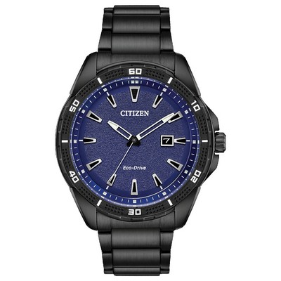 Citizen Men's Eco-Drive AR Watch, Black Ion Plated Stainless with Dark Blue Dial