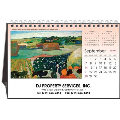 Art Gallery 2025 Desktop Calendar w/Full Color Hardboard Easel