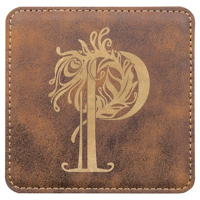 Square Coaster, Rustic Faux Leather, 4x4"