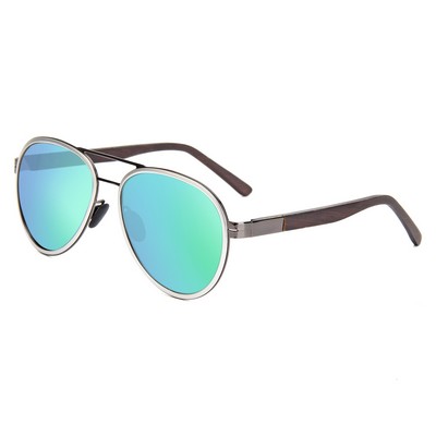 Black Walnut Wood Sunglasses - Green Mirror Lenses