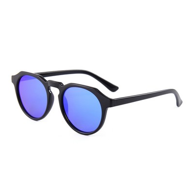 Sunglasses - Blue Mirror Lenses - Black Frames