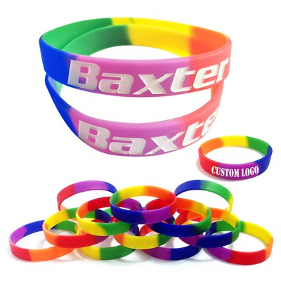 Rainbow Debossed Silicone Bracelet