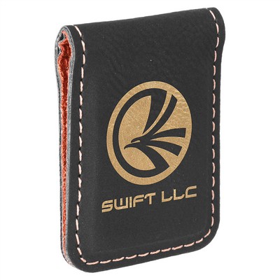 Black-Gold Money Clip, Laserable Leatherette