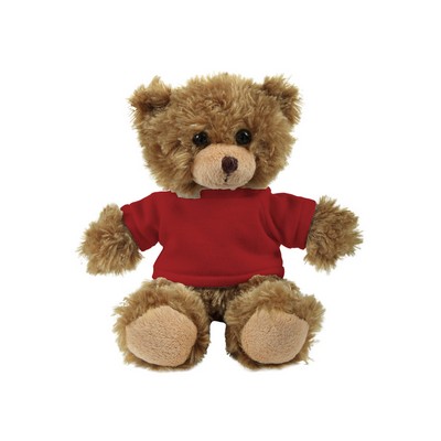 soft plush Mocha Curly Sitting Bear with t-shirt