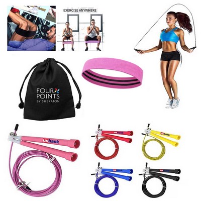 Kidder Booty Exercise Band + Jump Rope (Pink)