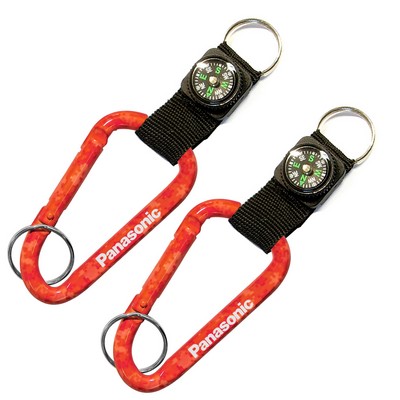 Red Camouflage Carabiner & Compass w/Split Ring