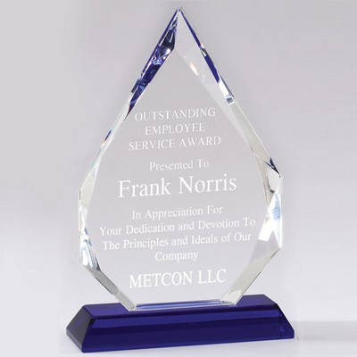 Optical Arrowhead Crystal Award w/Blue Base (10¼" x 6½")