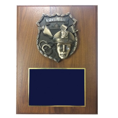 Police Officer Walnut Veneer Board Plaque (9" x 12")