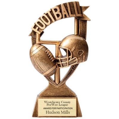 6" Antique Gold Banner Football Resin Trophy