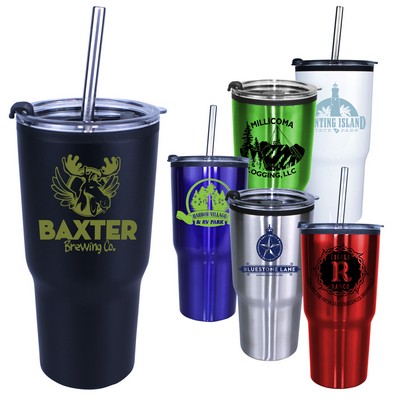 20 Oz. Ares Tumbler w/Stainless Straw & Flip Top Lid