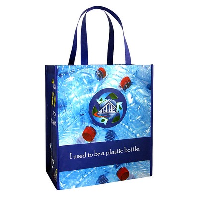 Full-Color Printed Recycled Laminated RPET Tote Bag 14"x16"x8"