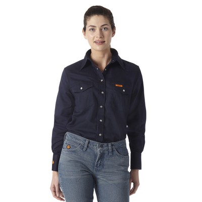 Wrangler® Women's Navy Blue Flame Resistant Snap Closure Work Shirt