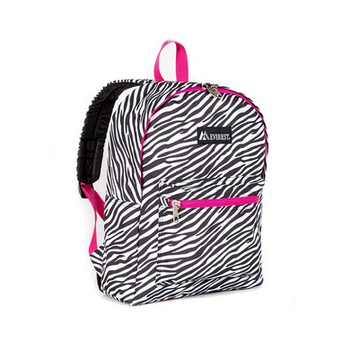 Everest Basic Pattern Backpack, Zebra Black/White/Pink