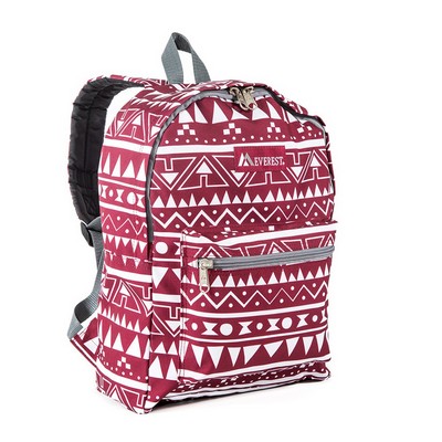 Everest Basic Pattern Backpack, Burgundy Red/White Ethnic