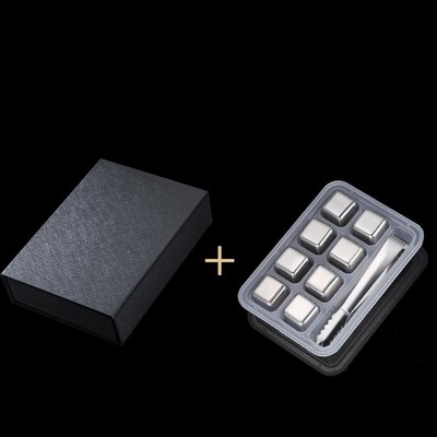 Silver 8 PCS Stainless Steel Ice Cube Set Gift Box