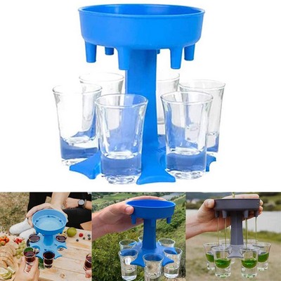 6 Shot Glass Dispenser & Holder w/Cup Set