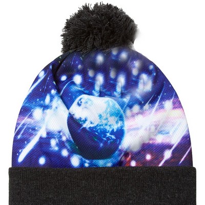 Full color sublimated acrylic knit beanie with glove