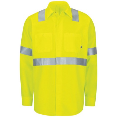 Red Kap® Men's Long Sleeve Hi-Visibility Ripstop Work Shirt w/Mimix & Oilblok - Type R, Class 2