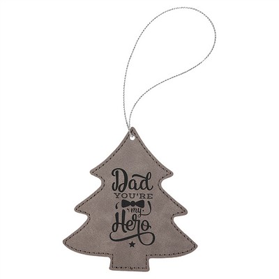 Gray Laserable Leatherette Tree Ornament, 4"x4"