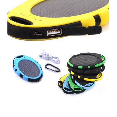 Emergency Oval 5000mAh Lithium-Polymer Solar Charger w/LED Flashlight