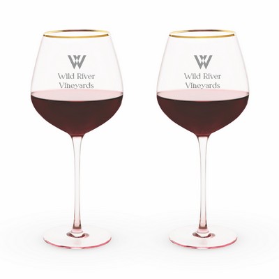 Rose Crystal Red Wine Glass Set by Twine®