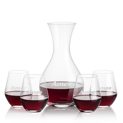 Adelita Carafe & 4 Reina Stemless Wine