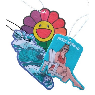 3.75" Die Cut Shape Custom Full Color Printed Air Freshener/Air Deodorizer w/Bubblegum Scent