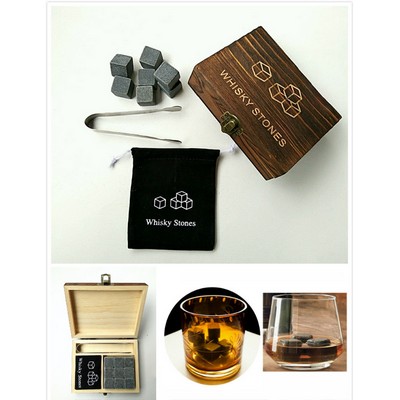 Whiskey 9 pcs Stones Wood Box Gift Set