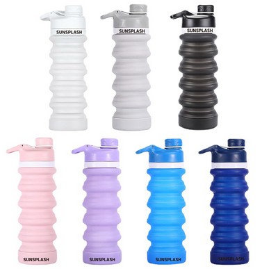 19Oz (550Ml) Outdoor Travel Silicone Collapsible Water Bottle