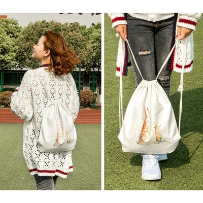 Durable Cotton Drawstring Backpack/Tote Bag