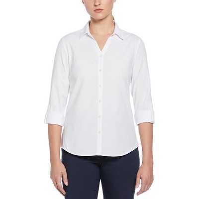 Perry Ellis Ladies Heathered Woven Shirt