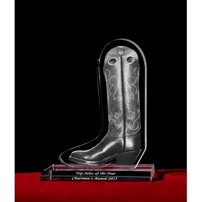 Crystal Waterjet-cut Silhouette Cowboy Boot Award