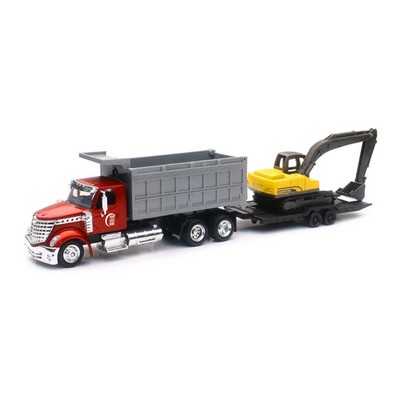 1:43 Scale International Lonestar Dump Truck W/ Excavator (u)