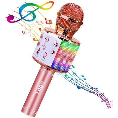 4 in 1 Karaoke Wireless Microphone with LED Lights Portable Microphone for Kids