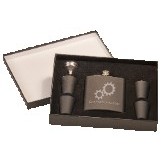 6 Oz. Matte Black Flask Set w/Black Presentation Box