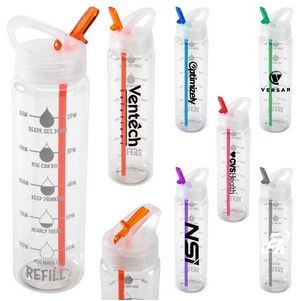 32 Oz. Water Bottle W/Flip Up Spout & Hydration Mark