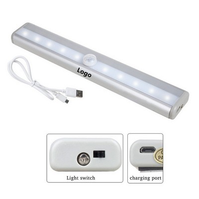 Rechargeable 10 Led Motion Sensor Closet Light Under Cabinet Lighting Night Light for Stairway