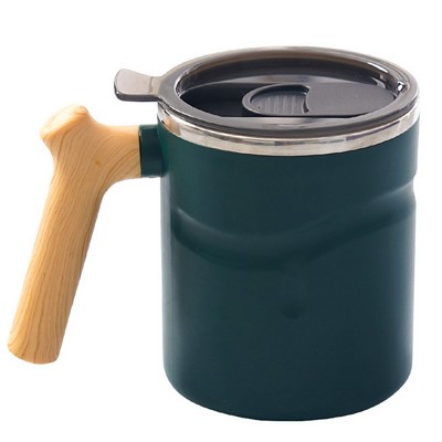 17 oz Stainless Steel Cup With Wooden Handle