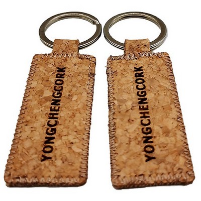 Slim Rectangle Cork Keychain