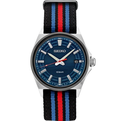 Seiko Quartz Rugged Model Watch w/Multi-Color Nylon Strap