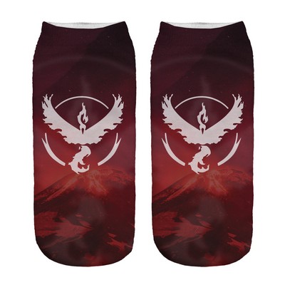 3D Digital Red Low Cut Socks