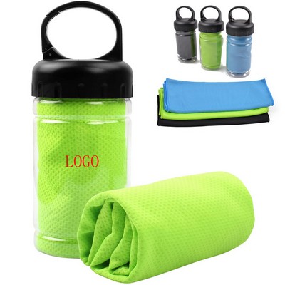 Microfiber Cooling Towel With Carry Bottle