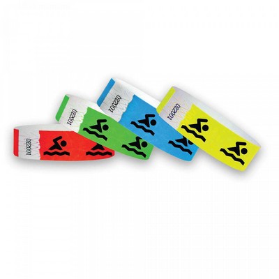 3/4" wide x 10" long - 3/4" Swimmer Tyvek Wristbands Printed 1/0