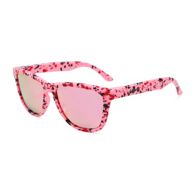 Sunglasses - Pink Mirror Lenses - Pink Paint Splatter Frames