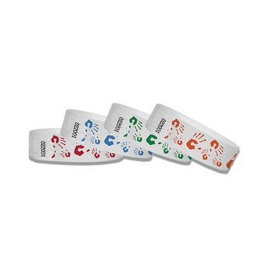 3/4" wide x 10" long - 3/4" Hand Print Tyvek Wristbands Printed 1/0