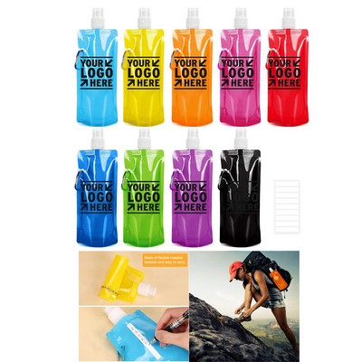 Reusable Canteen Foldable Drinking Water Bag with Clip