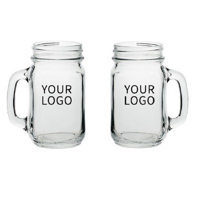 Mason Drinking Jar with Handle, 16 oz.