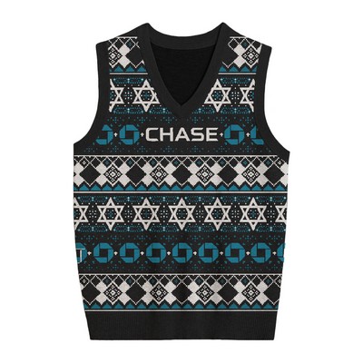 Custom Cotton Blend Jacquard Hanukkah Sweater Vest