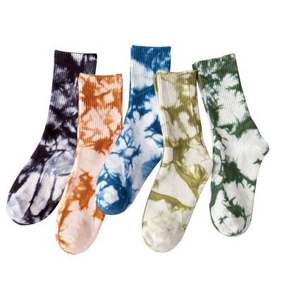 Tie Dye Socks, Soft Cotton Crew Casual Socks